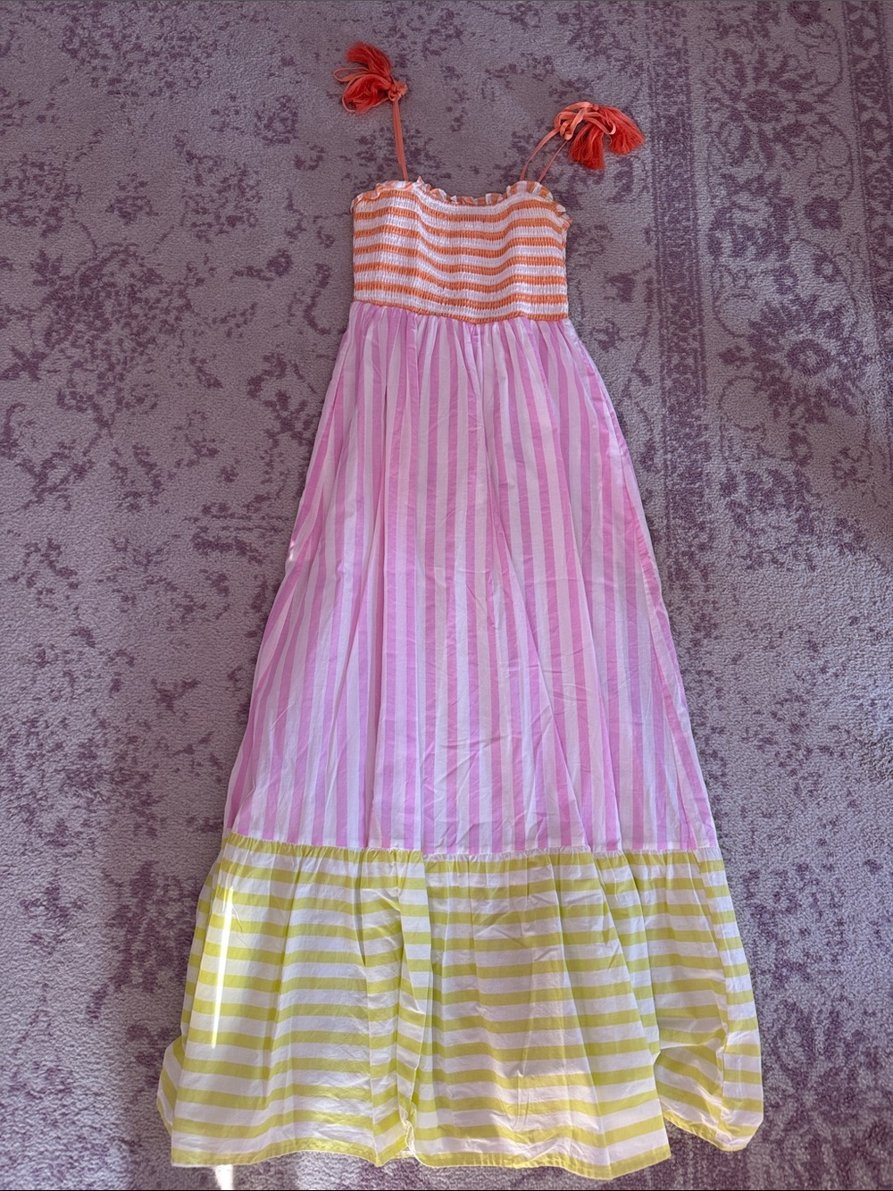 Pink & Yellow Stripe Maxi Dress